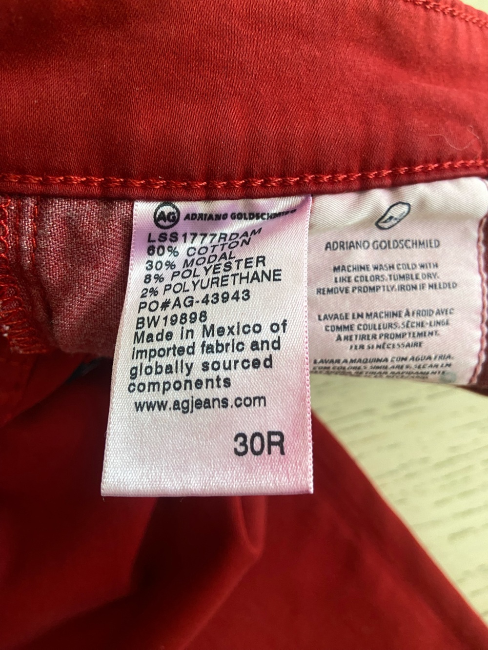 AG Adriano Goldschmied The Farrah High Rise Ankle Jeans Dark Red 30 EUC - Picture 5 of 8